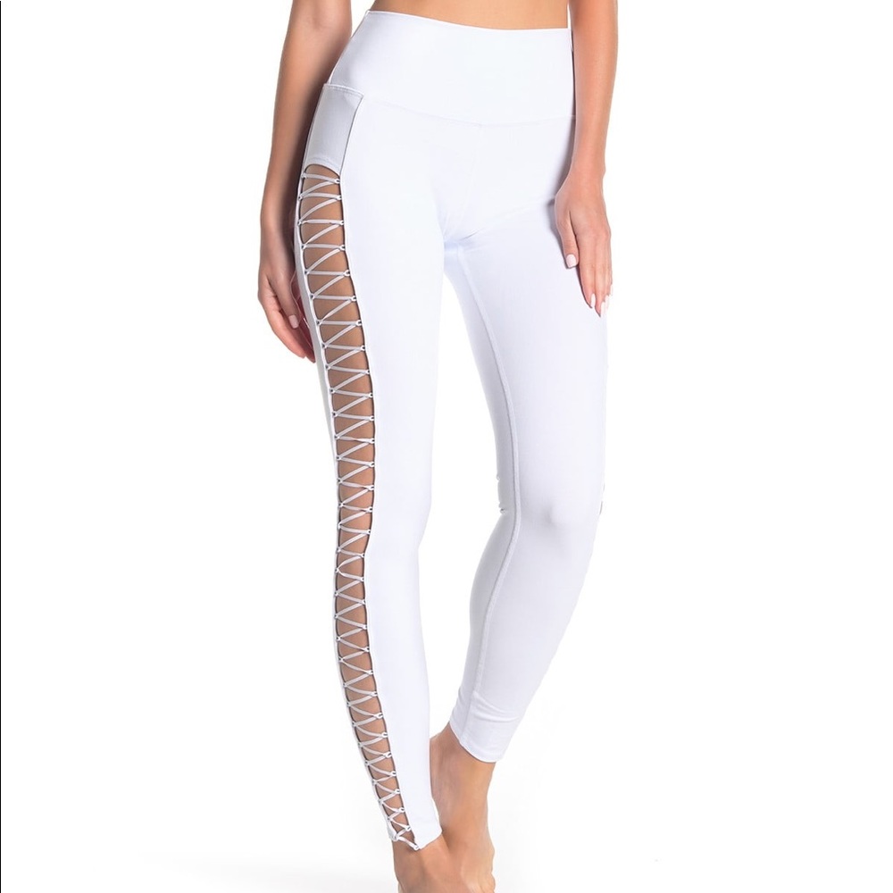NEW Alo Yoga Highline Lace Up Legging, White, XS